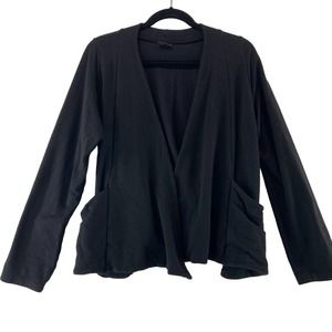 Lisa Bayne Womens Size Small Black Open Front Cardigan Top